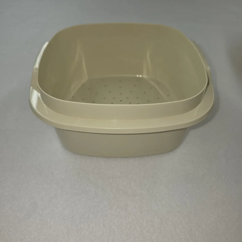 Vintage Tupperware Harvest Gold Microwave Steamer Set 3 Pc Square #888 887 889